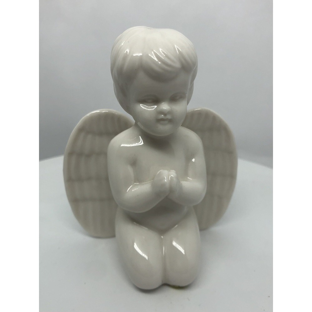 4.5" White Ceramic Angel Praying On Knees Pier 1‎ Imports NEW Baptism Communion